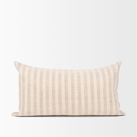 Jace Cream w/ Beige Stripe Lumbar Decorative Pillow Cover by Mercana at Eve Furniture