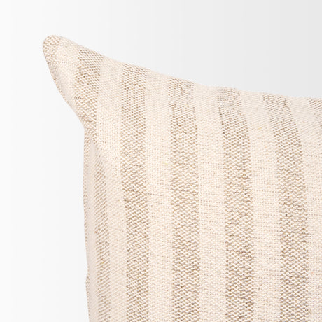 Jace Cream w/ Beige Stripe Lumbar Decorative Pillow Cover by Mercana at Eve Furniture