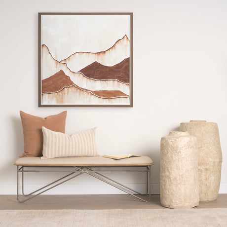 Jace Cream w/ Beige Stripe Lumbar Decorative Pillow Cover by Mercana at Eve Furniture
