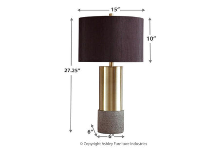 Jacek Gray/Brass Finish Table Lamp by Ashley at Eve Furniture