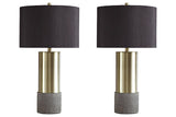 Jacek Gray/Brass Finish Table Lamp by Ashley at Eve Furniture