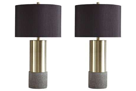 Jacek Gray/Brass Finish Table Lamp by Ashley at Eve Furniture