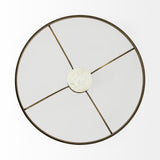 Jacinta 36" Round Glass Top Metal and Marble Pedestal Coffee Table by Mercana at Eve Furniture