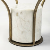 Jacinta 36" Round Glass Top Metal and Marble Pedestal Coffee Table by Mercana at Eve Furniture