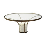 Jacinta 36" Round Glass Top Metal and Marble Pedestal Coffee Table by Mercana at Eve Furniture