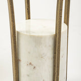 Jacinta II 21" Round Glass Top Metal and Marble Pedestal End/Side Table by Mercana at Eve Furniture