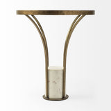 Jacinta II 21" Round Glass Top Metal and Marble Pedestal End/Side Table by Mercana at Eve Furniture