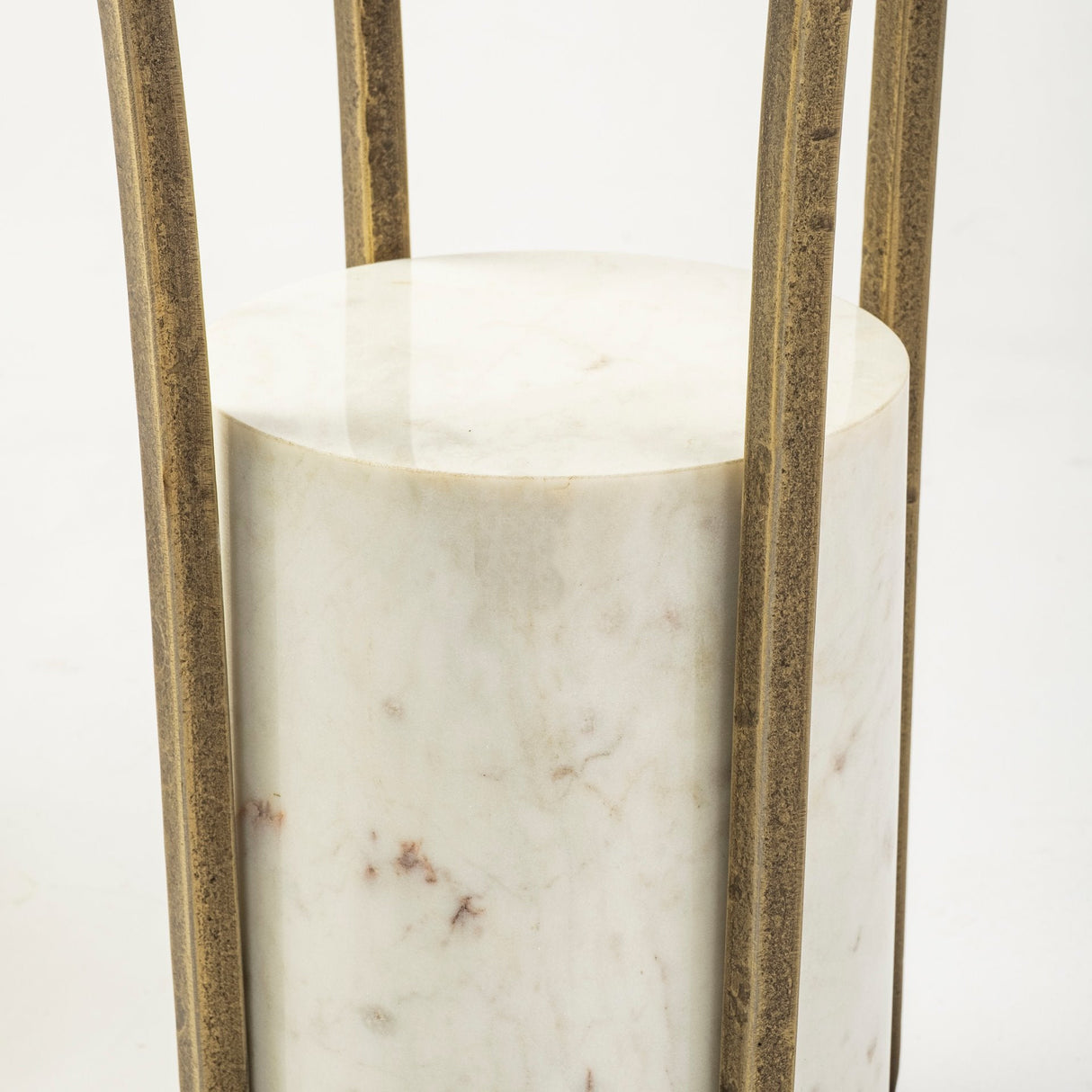 Jacinta II Round Glass Top Metal and Marble Pedestal End/Side Table by Mercana at Eve Furniture