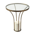 Jacinta II Round Glass Top Metal and Marble Pedestal End/Side Table by Mercana at Eve Furniture