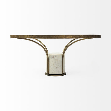 Jacinta Round Glass Top Metal and Marble Pedestal Coffee Table by Mercana at Eve Furniture