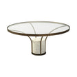 Jacinta Round Glass Top Metal and Marble Pedestal Coffee Table by Mercana at Eve Furniture