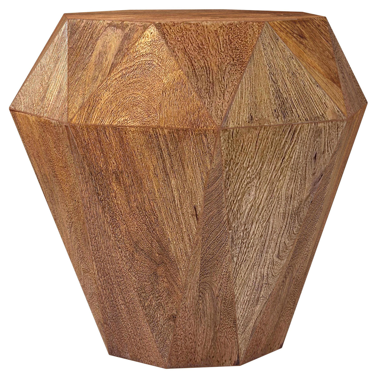 Jacinto Geometric Solid Mango Wood Side Table Natural Brown