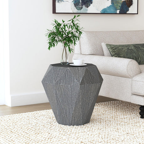 Jacinto Grey Geometric Solid Mango Wood Side Table by Coaster at Eve Furniture