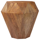 Jacinto Natural Brown Geometric Solid Mango Wood Side Table by Coaster at Eve Furniture