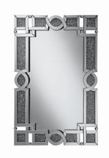 Jackie Silver Interlocking Wall Mirror with Iridescent Panels/Beads