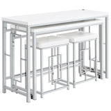 Jackson White/Chrome 4-Piece Multipurpose Counter Height Table Set