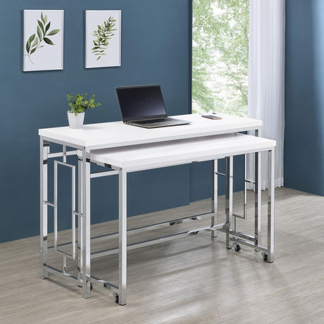 Jackson White/Chrome 4-Piece Multipurpose Counter Height Table Set