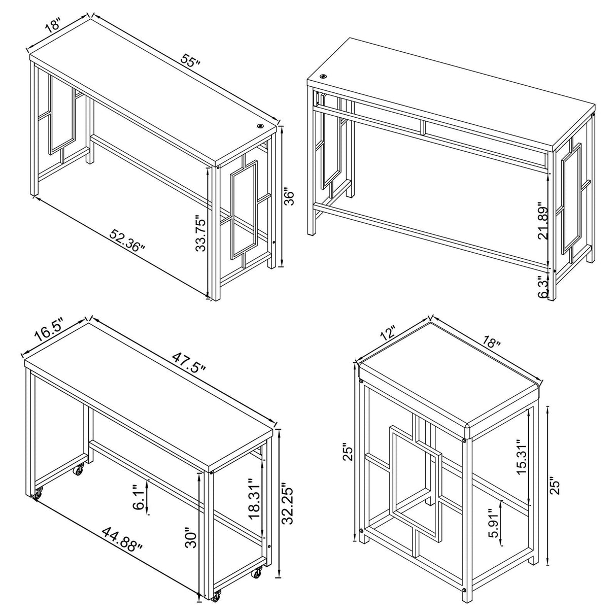 Jackson White/Chrome 4-Piece Multipurpose Counter Height Table Set