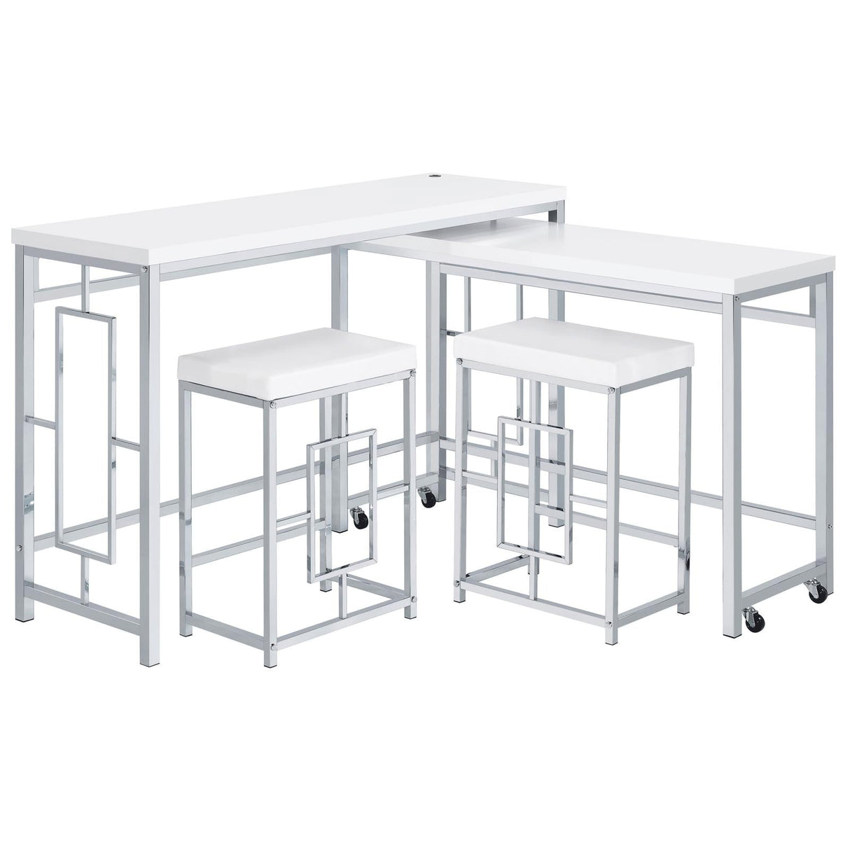 Jackson White/Chrome 4-Piece Multipurpose Counter Height Table Set