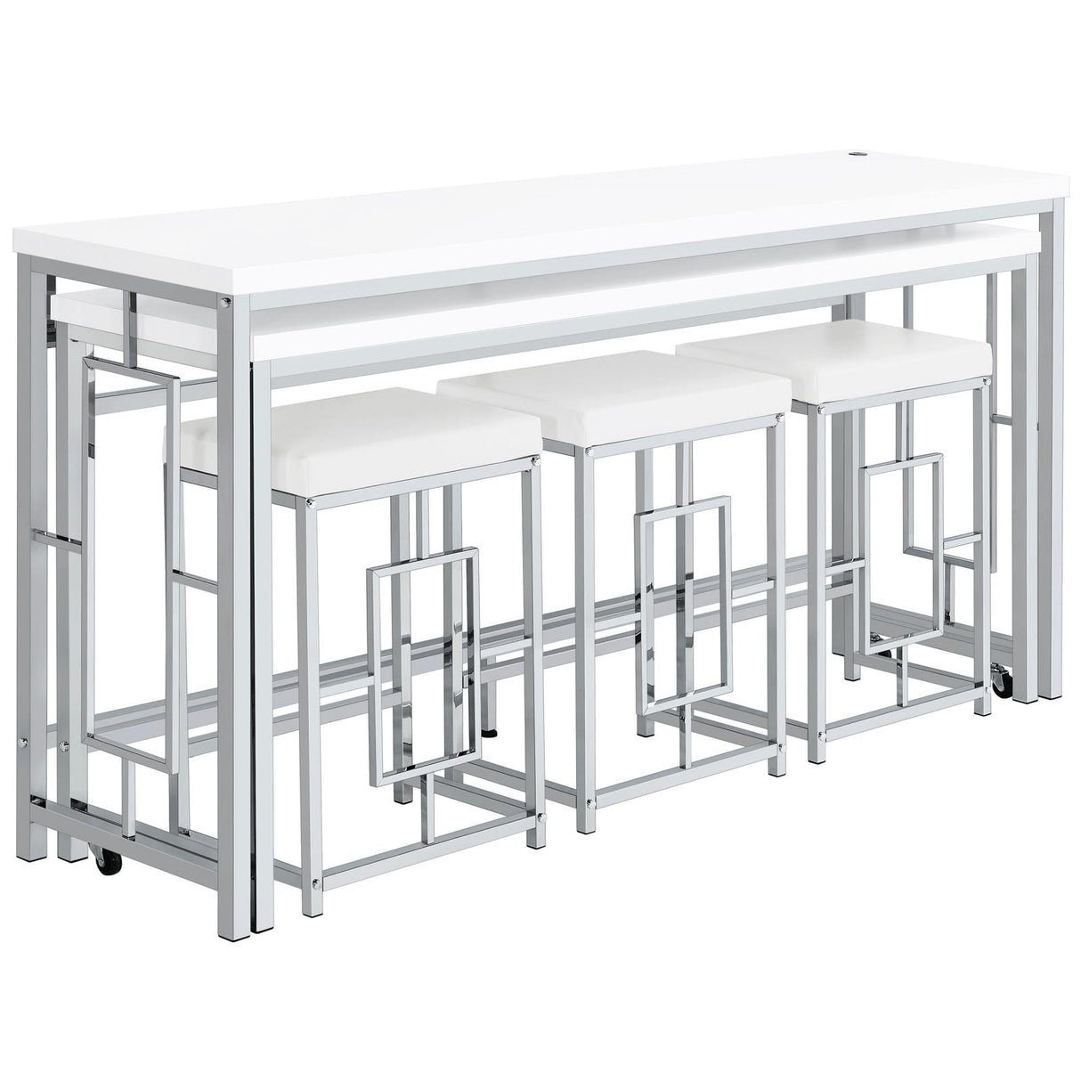 Jackson White/Chrome 5-Piece Multipurpose Counter Height Table Set