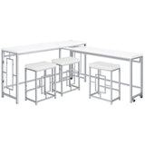 Jackson White/Chrome 5-Piece Multipurpose Counter Height Table Set