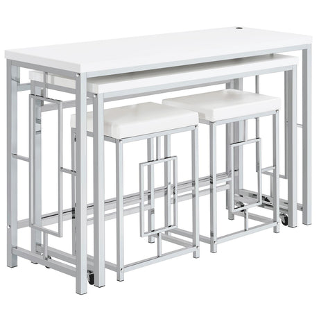 Jackson White/Chrome 4-Piece Multipurpose Counter Height Table Set by Coaster at Eve Furniture