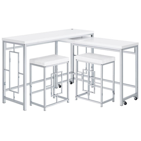 Jackson White/Chrome 4-Piece Multipurpose Counter Height Table Set by Coaster at Eve Furniture