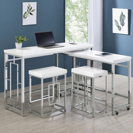 Jackson White/Chrome 4-Piece Multipurpose Counter Height Table Set by Coaster at Eve Furniture