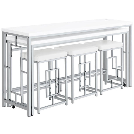 Jackson White/Chrome 5-Piece Multipurpose Counter Height Table Set by Coaster at Eve Furniture