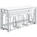 Jackson White/Chrome 5-Piece Multipurpose Counter Height Table Set by Coaster at Eve Furniture