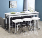 Jackson White/Chrome 5-Piece Multipurpose Counter Height Table Set by Coaster at Eve Furniture