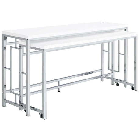 Jackson White/Chrome 5-Piece Multipurpose Counter Height Table Set by Coaster at Eve Furniture