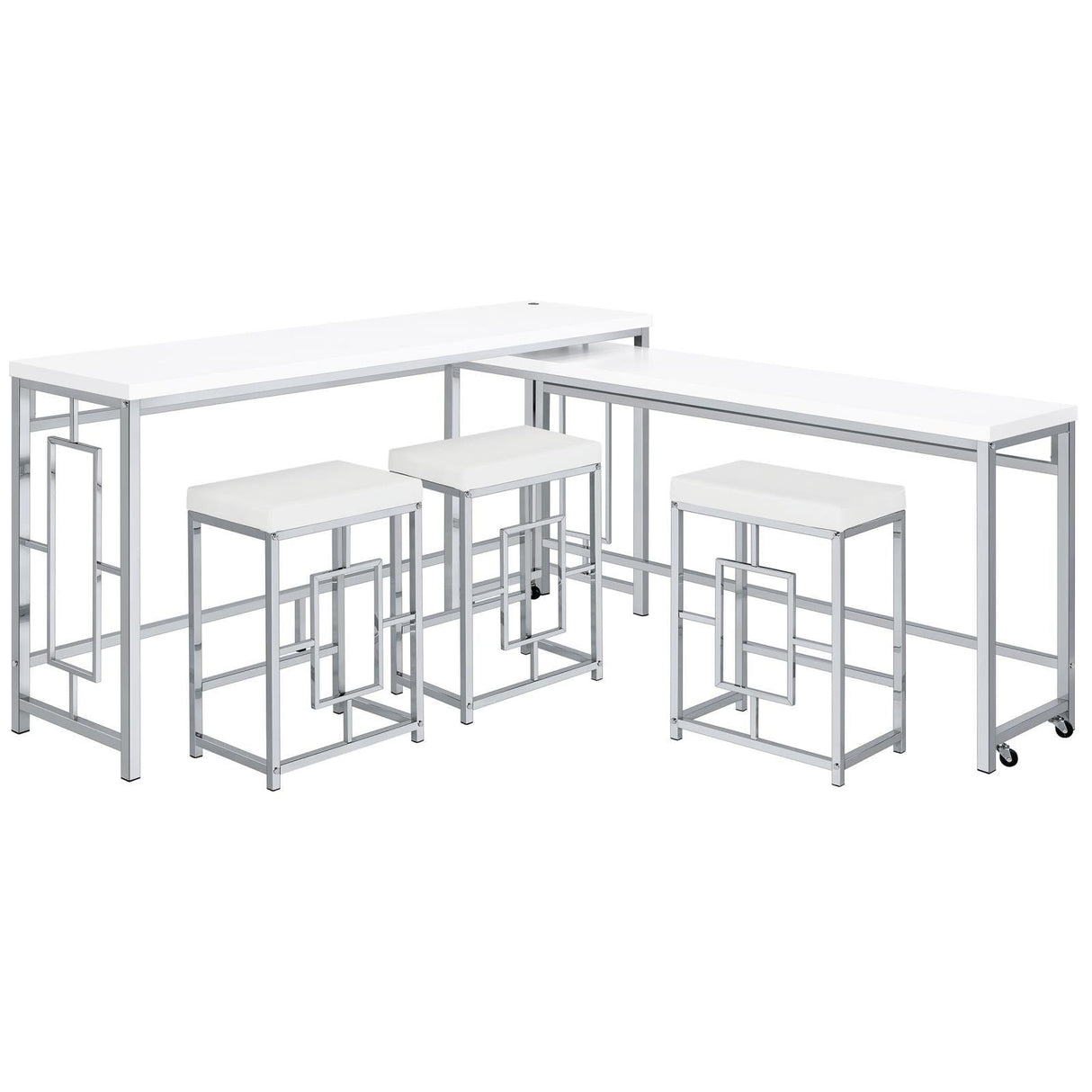 Jackson White/Chrome 5-Piece Multipurpose Counter Height Table Set by Coaster at Eve Furniture