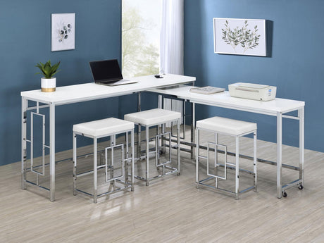 Jackson White/Chrome 5-Piece Multipurpose Counter Height Table Set by Coaster at Eve Furniture