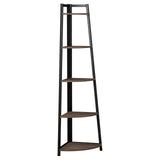 Jacksonville Aged Walnut 5-Tier Corner Bookcase by Coaster at Eve Furniture