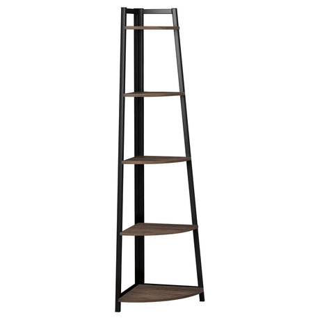 Jacksonville Aged Walnut 5-Tier Corner Bookcase by Coaster at Eve Furniture