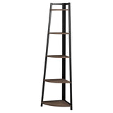 Jacksonville Aged Walnut 5-Tier Corner Bookcase by Coaster at Eve Furniture
