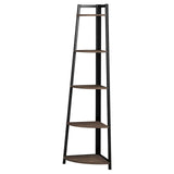 Jacksonville Aged Walnut 5-Tier Corner Bookcase by Coaster at Eve Furniture