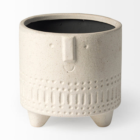 Jacob I Short White Ceramic Smiling Face Vase by Mercana at Eve Furniture