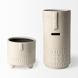 Jacob I Short White Ceramic Smiling Face Vase by Mercana at Eve Furniture