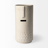 Jacob II Tall White Ceramic Smiling Face Vase by Mercana at Eve Furniture
