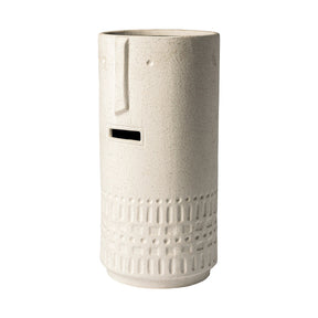 Jacob II Tall White Ceramic Smiling Face Vase by Mercana at Eve Furniture