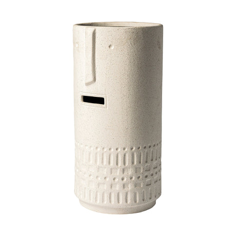 Jacob II Tall White Ceramic Smiling Face Vase by Mercana at Eve Furniture