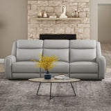 Jacobus Light Gray Leather Sofa & Loveseat by Furniture of America at Eve Furniture