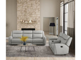 Jacobus Light Gray Leather Sofa & Loveseat by Furniture of America at Eve Furniture