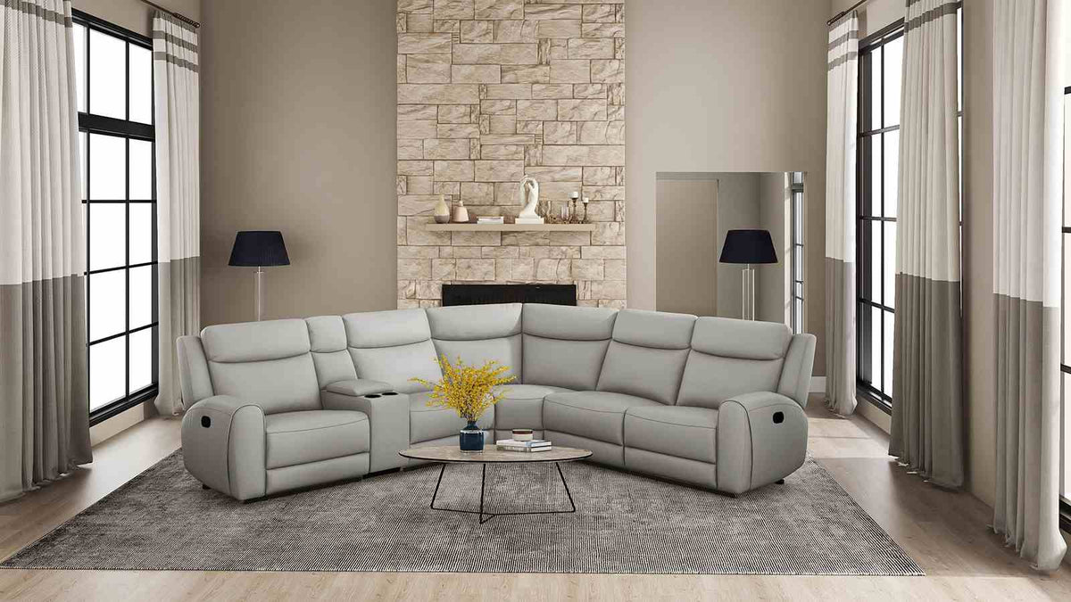 Jacobus Light Gray Motion Sectional by Furniture of America at Eve Furniture