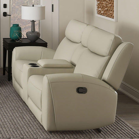 Jacobus Beige Manual Recliner Loveseat w/ Console by Furniture of America at Eve Furniture