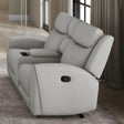 Jacobus Light Gray Manual Recliner Loveseat w/ Console by Furniture of America at Eve Furniture