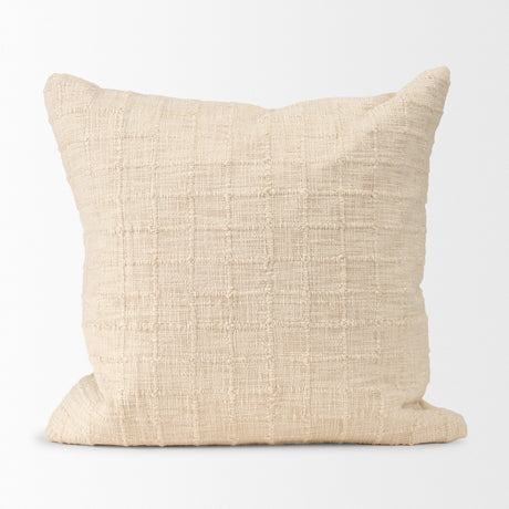 Jacory Cream Checker Textured Decorative Square Pillow Cover w/Down Filler, Set of 2 by Mercana at Eve Furniture