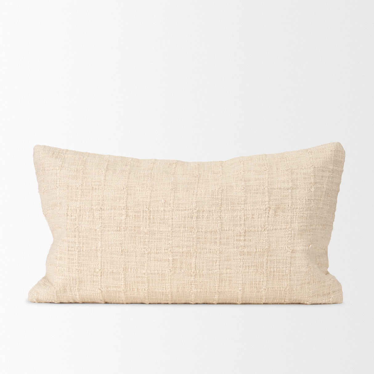 Jacory Cream Checker Textured Lumbar Pillow Cover w/Down Filler, Set of 2 by Mercana at Eve Furniture